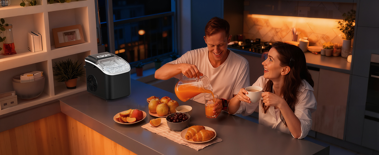 Льодогенератор портативний Klein Ice Maker 12 кг/24год, швидке виробництво льоду (8 кубиків за 6 хв), 2 розміри кубиків, самоочищення для дому, кухні, кемпінгу, вечірок