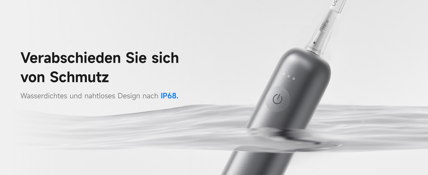 Електрична звукова зубна щітка Laifen Wave з 3 насадками, сіра, водонепроникна (IPX7), з магнітною зарядкою, для дорослих