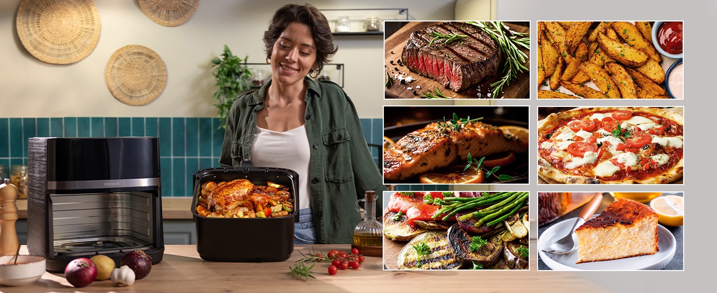 Аерофритюрниця Cecotec Cecofry & Grill Duoheat 4000, 4л, 1900Вт, з грилем та подвійним нагрівальним елементом, чорна