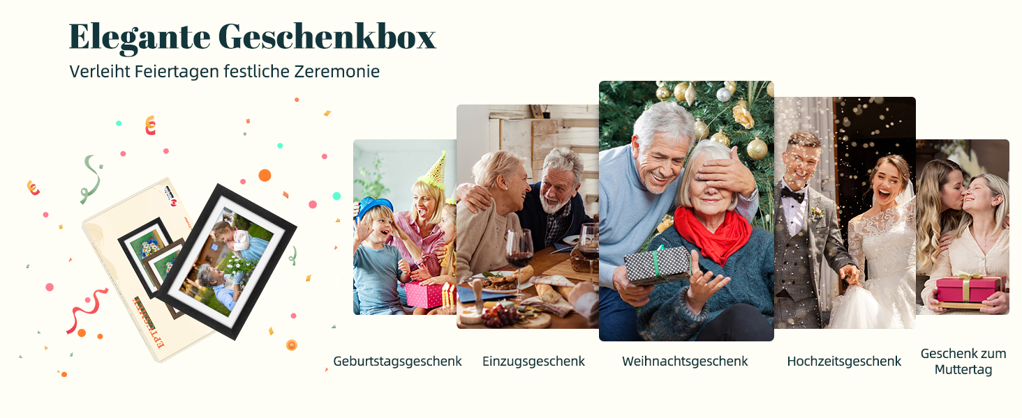 Frameo Цифровий фоторамка з Wi-Fi, 10.1 дюйма, горіх, 32GB, HD IPS сенсорний екран, відтворення фото/відео через додаток Frameo, подарунок для чоловіків та жінок