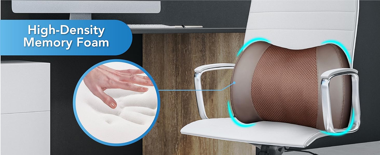 Подушка для підтримки попереку, Memory Foam, для спини, автомобіля, офісу, інвалідного візка (Коричнева)