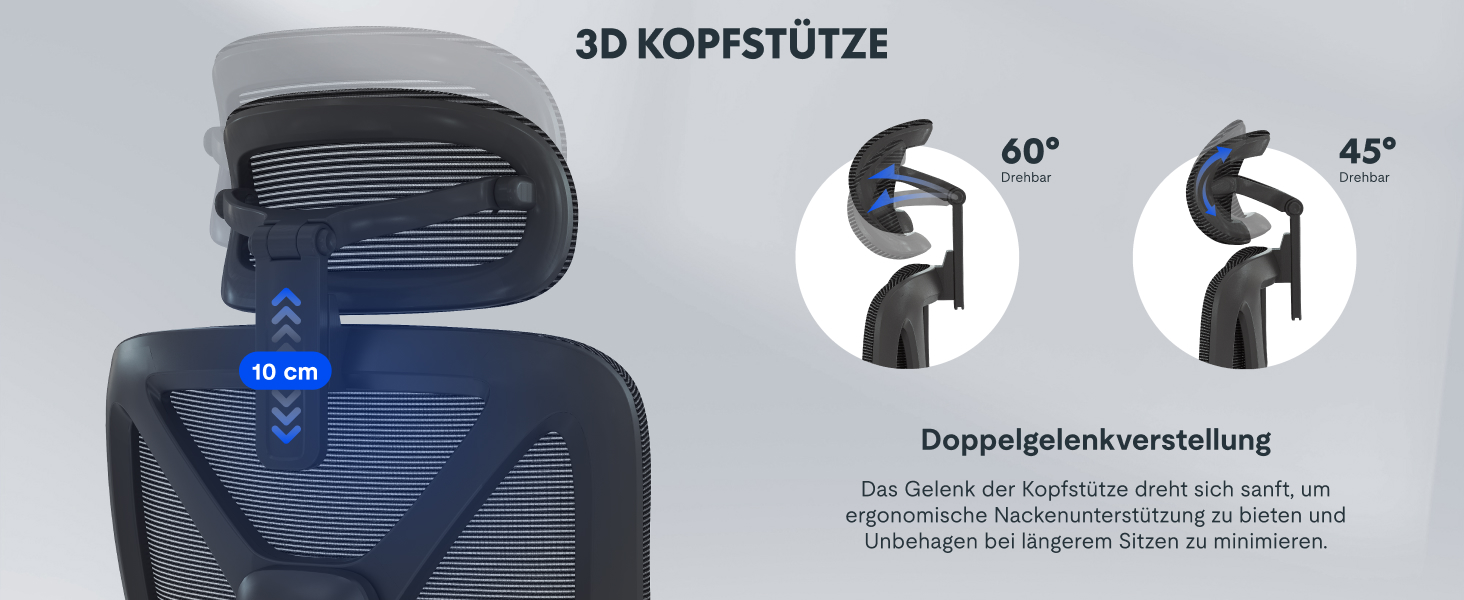 Офісний стіл FLEXISPOT C7 Lite-Mesh: ергономічний крісло з 3D підлокітниками, 3D підголівником та 5D спинкою. Макс. навантаження 130 кг, сірий колір.