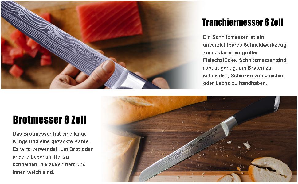 Набір кухонних ножів Chefhoablorn 15-TLG: професійний набір з нержавіючої сталі, 7 шт. (блок ножів)