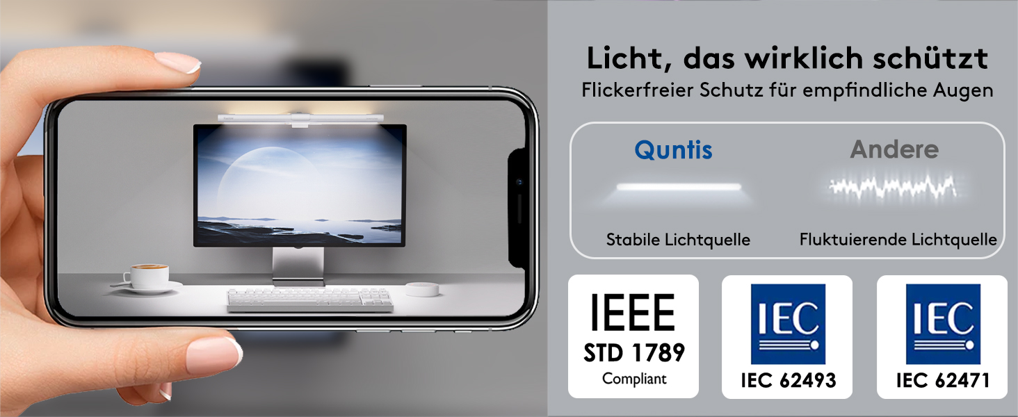 LED лампа для монітора Quntis 40см з підсвічуванням, регульована, захист очей, для офісу та дому