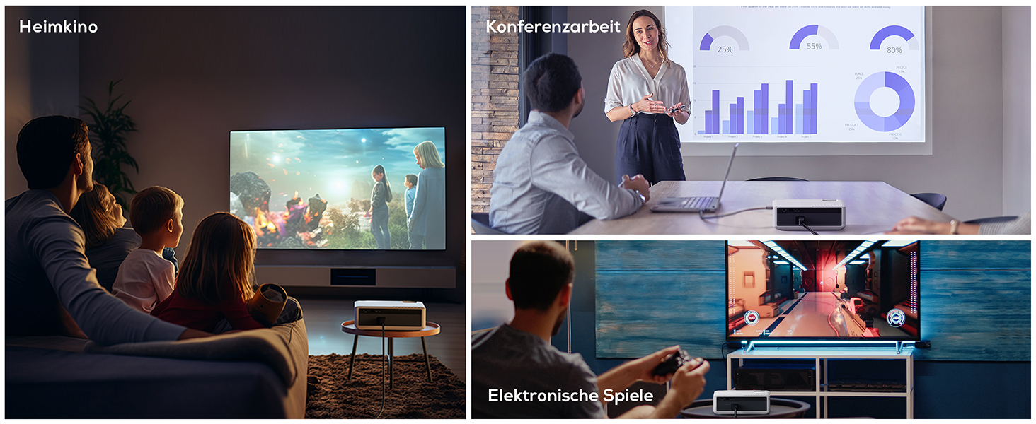 Проектор AKIYO O8 WiFi Full HD 1080P: портативний відеопроектор для дому та на вулицю, сумісний з iOS/Android/PC/USB