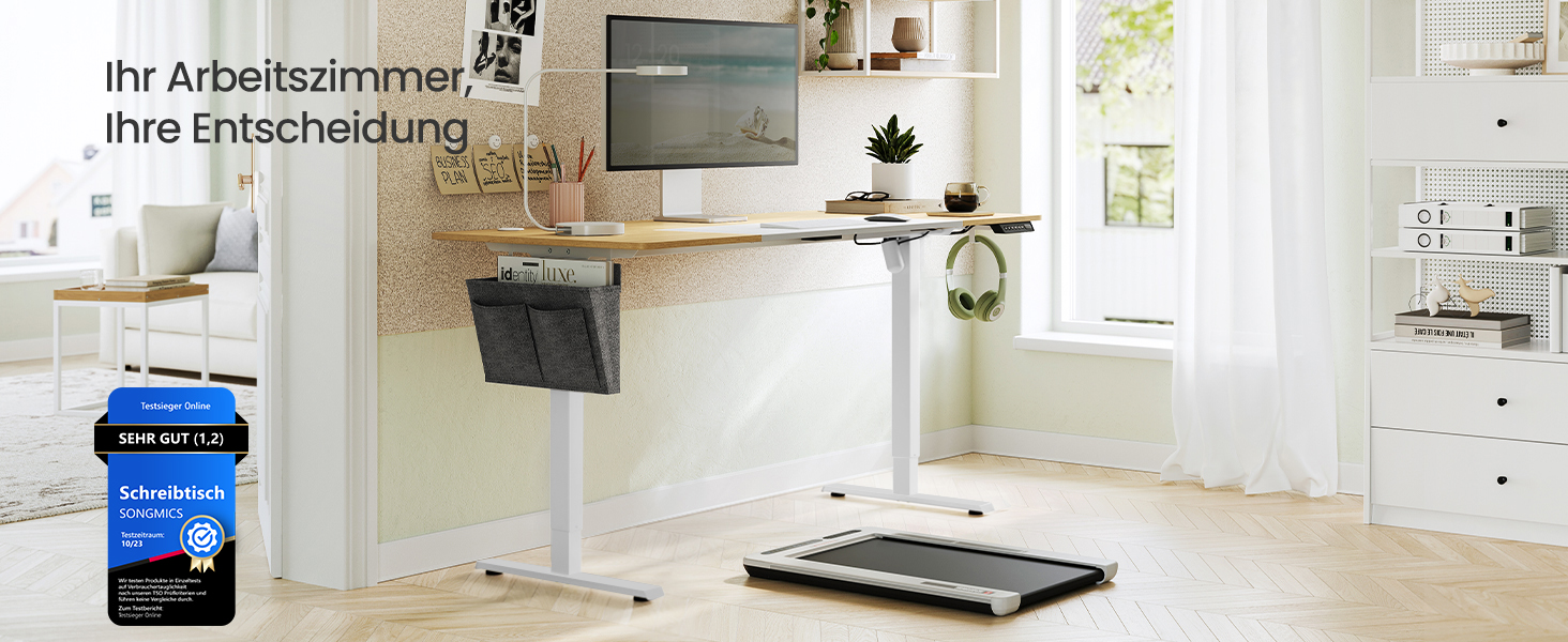 SONGMICS Регульований стіл, електричний, з пам'яттю 4 положень, 160 x 70 см, вінтажний коричневий + матовий білий, LSD026X01