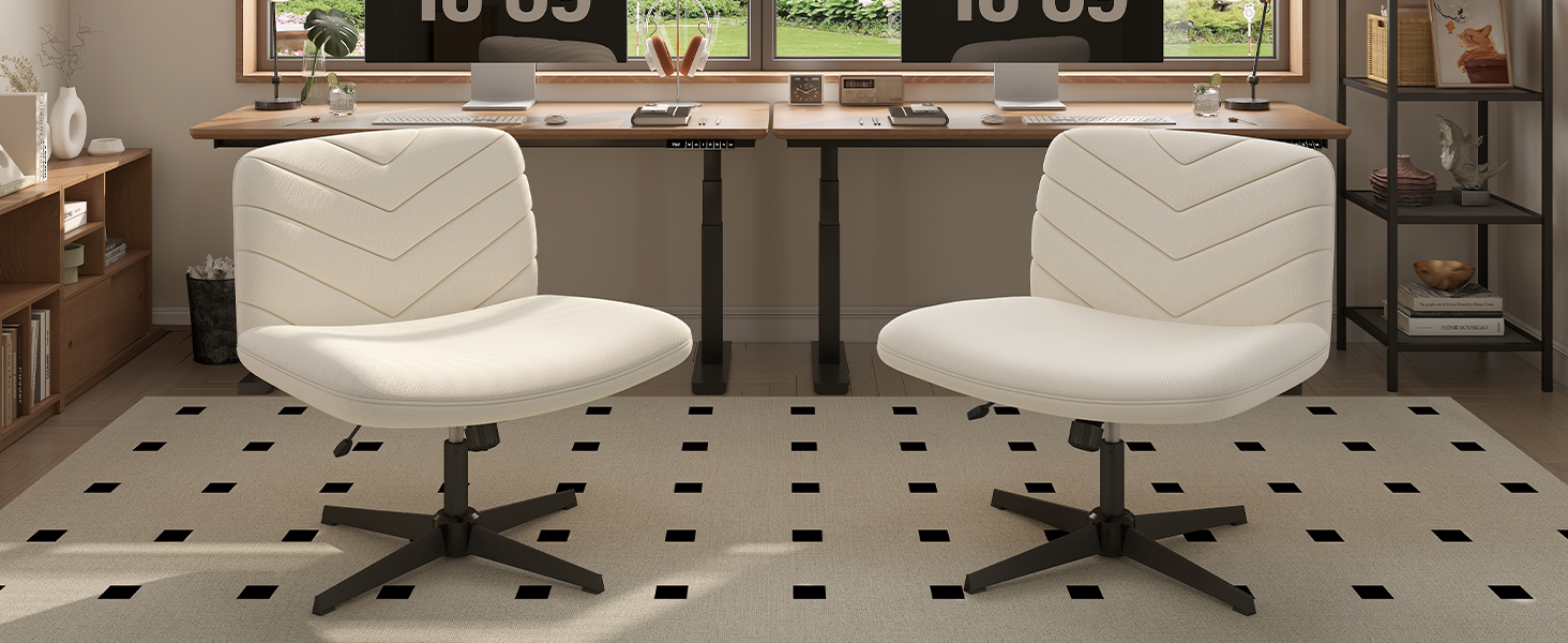 Офісний стілець Yaheetech з роликами, регульована висота, широке сидіння, середня спинка, стілець для шиття, для офісу та спальні (Бежевий)