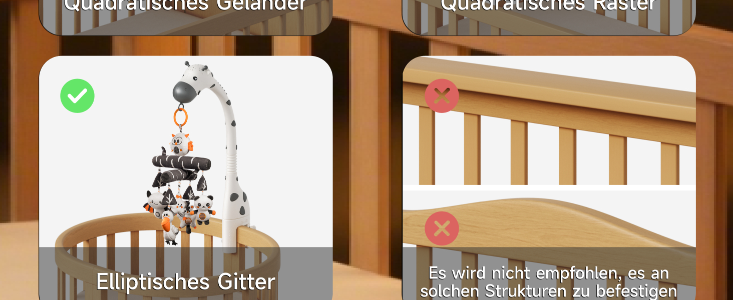 Мобіль для дитячого ліжечка TUMAMA для малюків 0-6 місяців з нічником, проєктором, музикою та білим шумом, чорно-біле іграшкове звірятко для підвішування