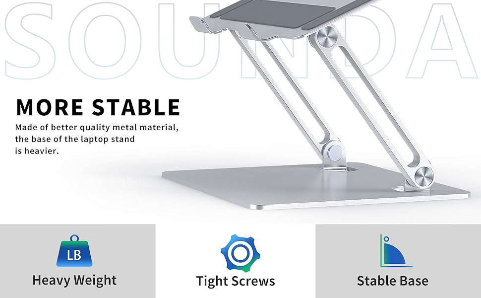 Підставка для ноутбука на стіл Soundance, чорна, регульована висота, металева, 10-15.6 дюймів
