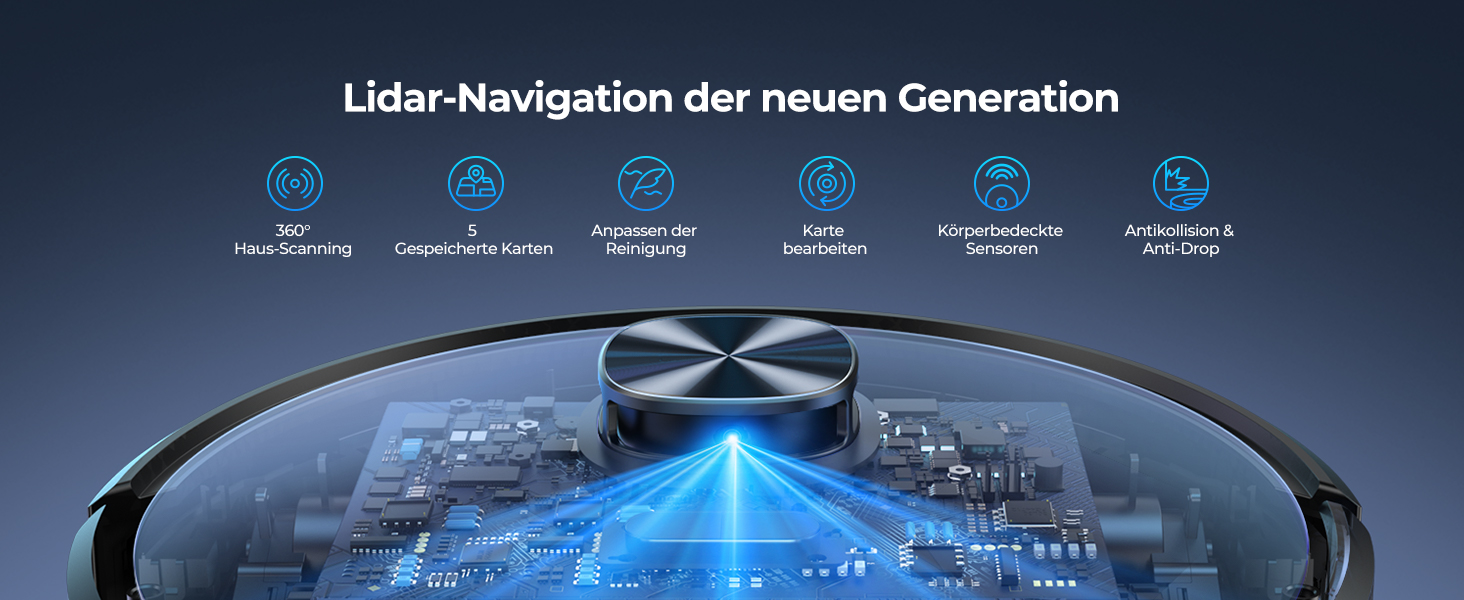 Робот-пилосос Laresar Clean з функцією миття підлоги, станція самоочищення L6 Nex, навігація LiDAR, 3л контейнер, до 180 хв роботи, 3-в-1 (прибирання, миття, пилосос), для видалення шерсті тварин, чорний