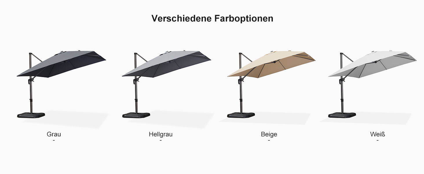 Парасолька від сонця PURPLE LEAF 300x300 см, велика підвісна парасолька-ампел з рукою-курбою, поворотом на 360° та хрест-підставкою для тераси та балкона, біла