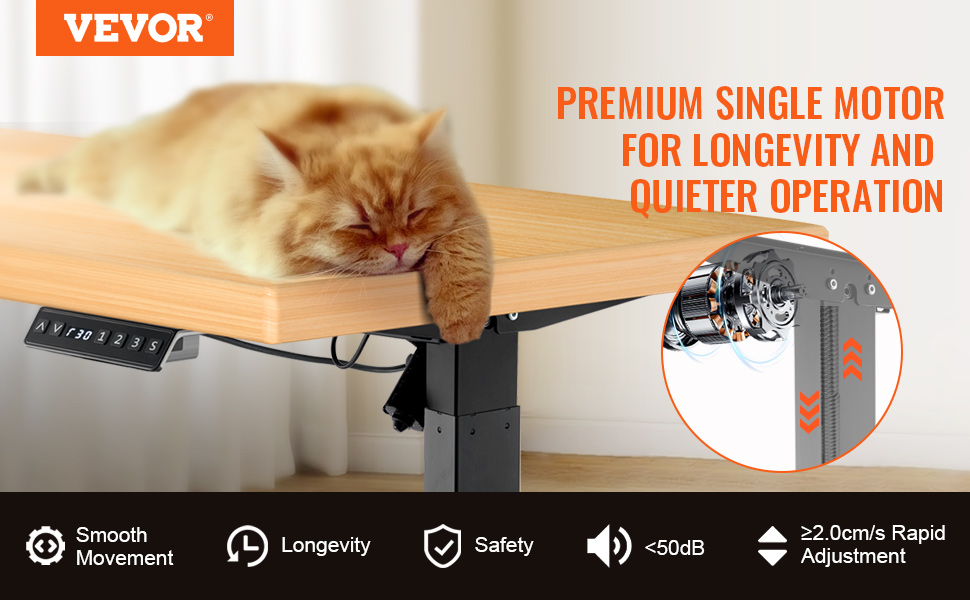 Електричний стіл VEVOR з двома моторами, регулювання висоти 65-129 см та довжини 110-178 см, чорний, для офісу та дому