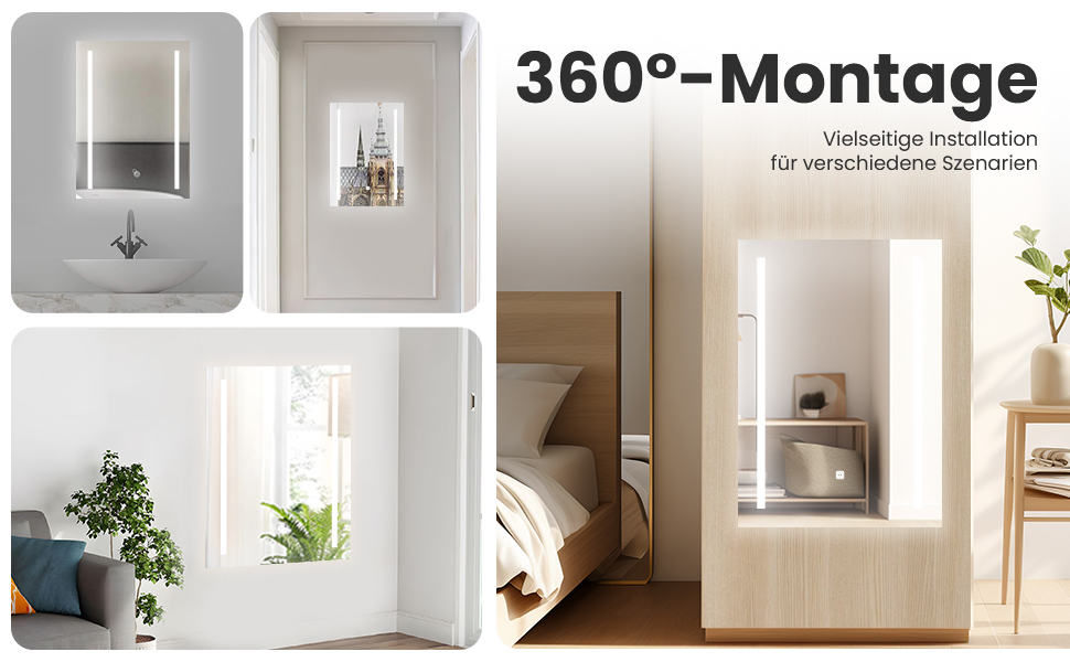 LED дзеркало для ванної кімнати з підсвічуванням | Водостійке IP54 | Сенсорне управління | 70x50 см | Стиль 2