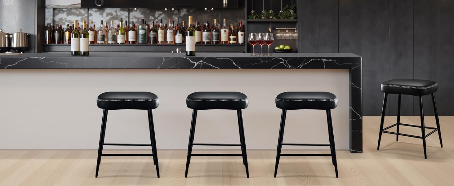 Набір з 2 барних стільців з мікрофібри, ретро стиль, з підніжкою, 62.5 см, без спинки, сірий (чорна шкіра)