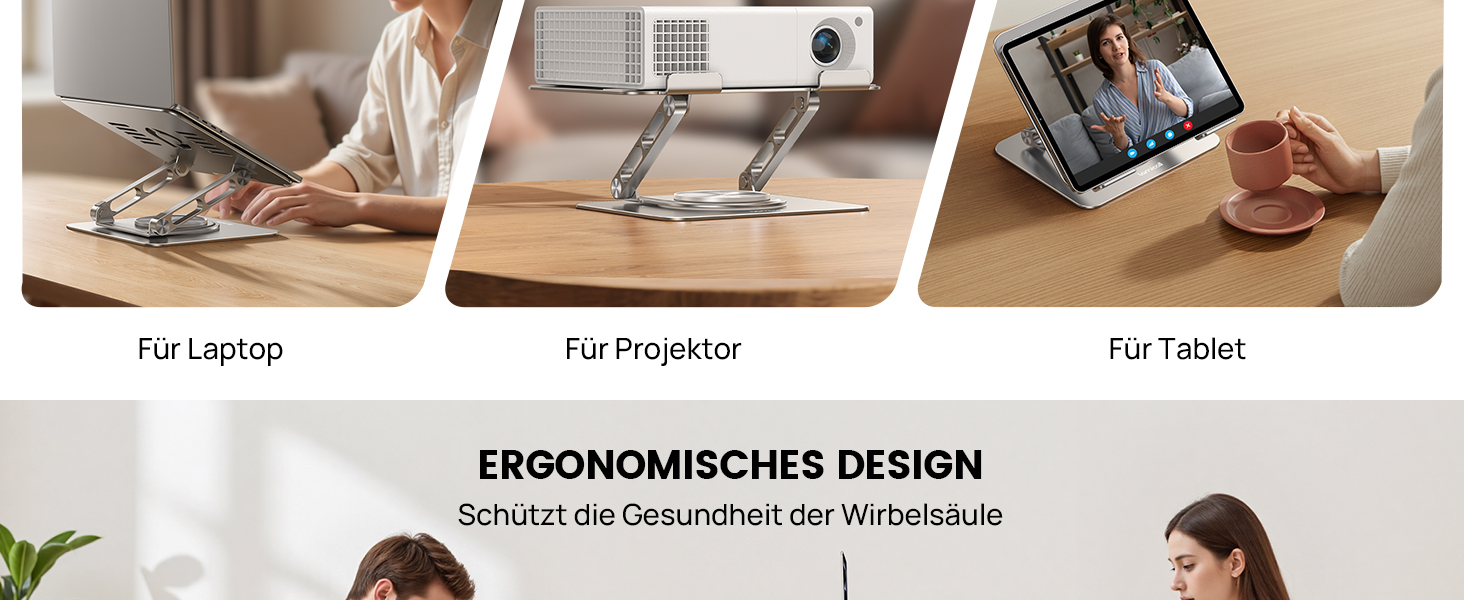 Підставка для ноутбука Lamicall, регульована - 360° обертання, складна, алюмінієва - для столу/офісу, універсальна ергономічна підставка для Macbook Pro Air, 10-17,3' - срібна