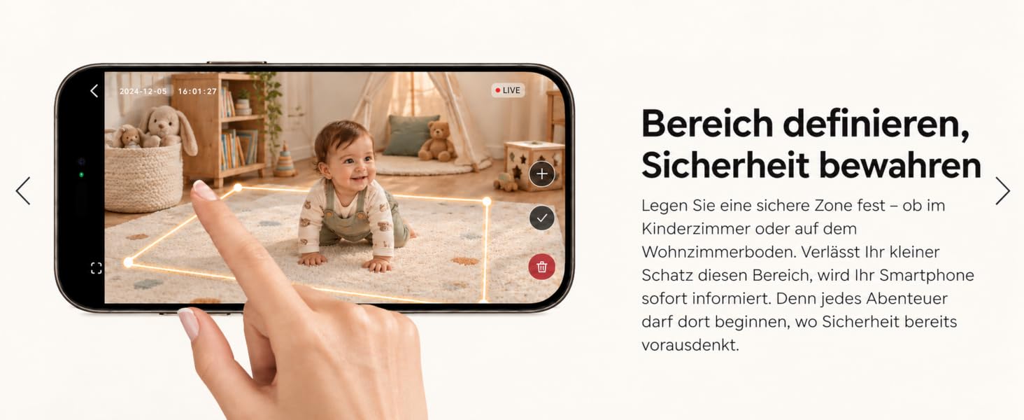 Відеоняня HelloBaby WiFi з камерою, нічним баченням та датчиком руху, двосторонній аудіозв'язок, керування через додаток, підтримка Cloud/SD карти пам'яті (Білий)