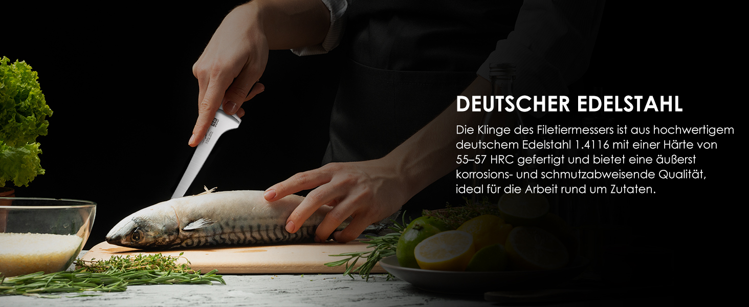 Набір кухонних ножів SHAN ZU з бруском, 14 предметів. Професійний німецький набір кухонних ножів з точильним бруском, набір ножів для кухні (ніж для філе)