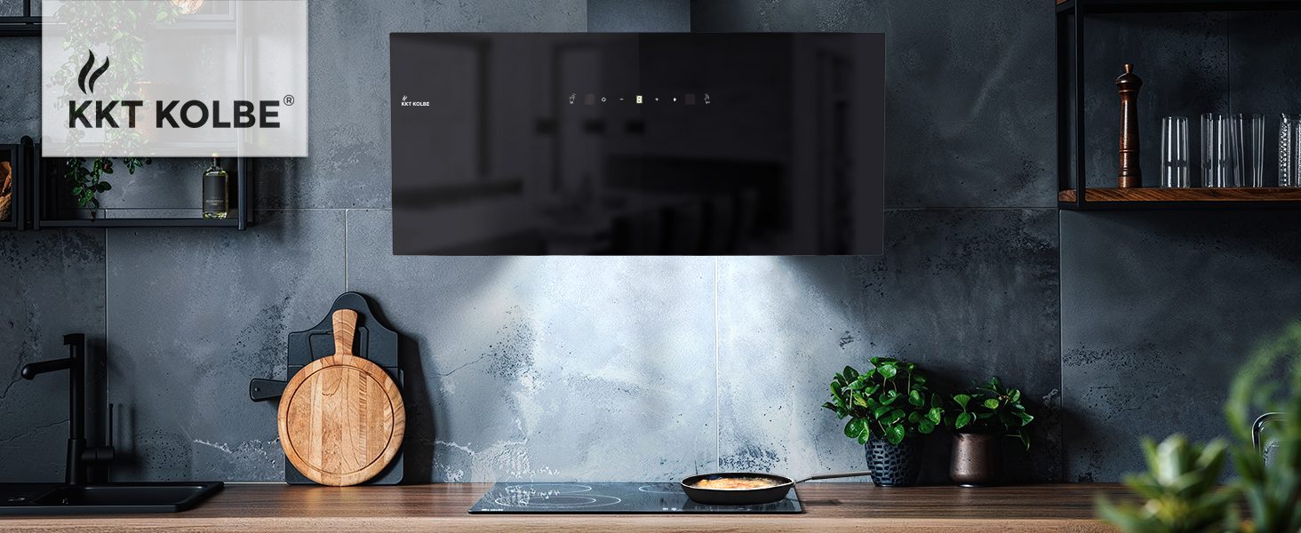 Витяжка кухонна KKT KOLBE TRIO8025S 80см, чорна, скло, керування жестами та SensorTouch, LED-підсвітка, режим рециркуляції та відведення, продуктивність 782 м³/год