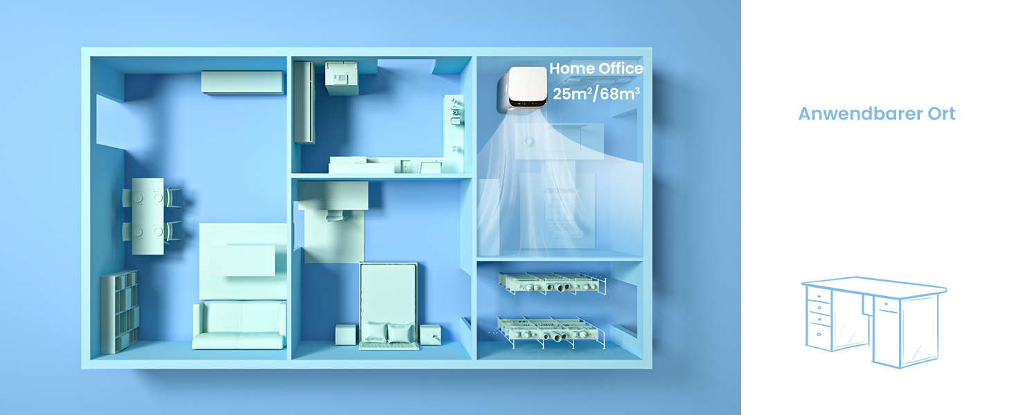 Мобільний кондиціонер Comfee MPPH-09CRN7, 9000 BTU 2,6 кВт, охолодження, вентиляція та осушення, площа приміщення до 88 м (33), мобільний кондиціонер зі шлангом для відпрацьованого повітря 09K-33m-A