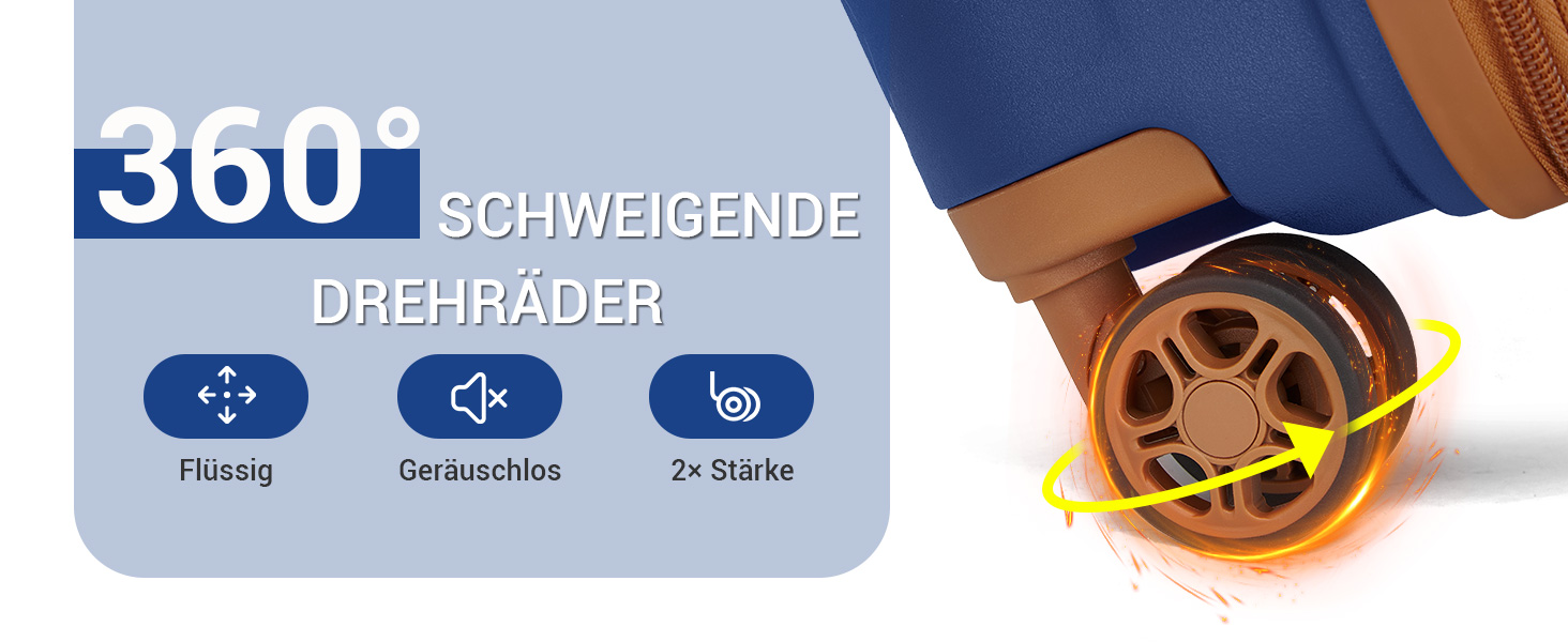 Валіза ручної поклажі KONO з тримачем для напоїв, жорсткий корпус, легкий поліпропілен, розширюваний, 4 колеса, TSA-замок (Темно-синій/Коричневий, M)