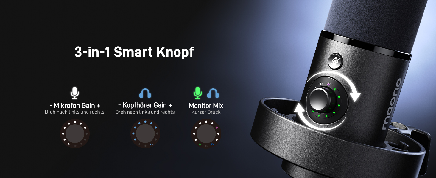 MAONO PD300X подкаст-мікрофон XLR/USB з шумозаглушенням, 192kHz/24Bit Hi-Fi аудіо, кнопка вимкнення звуку, програмне забезпечення для подкастингу, стрімінгу та студійного запису