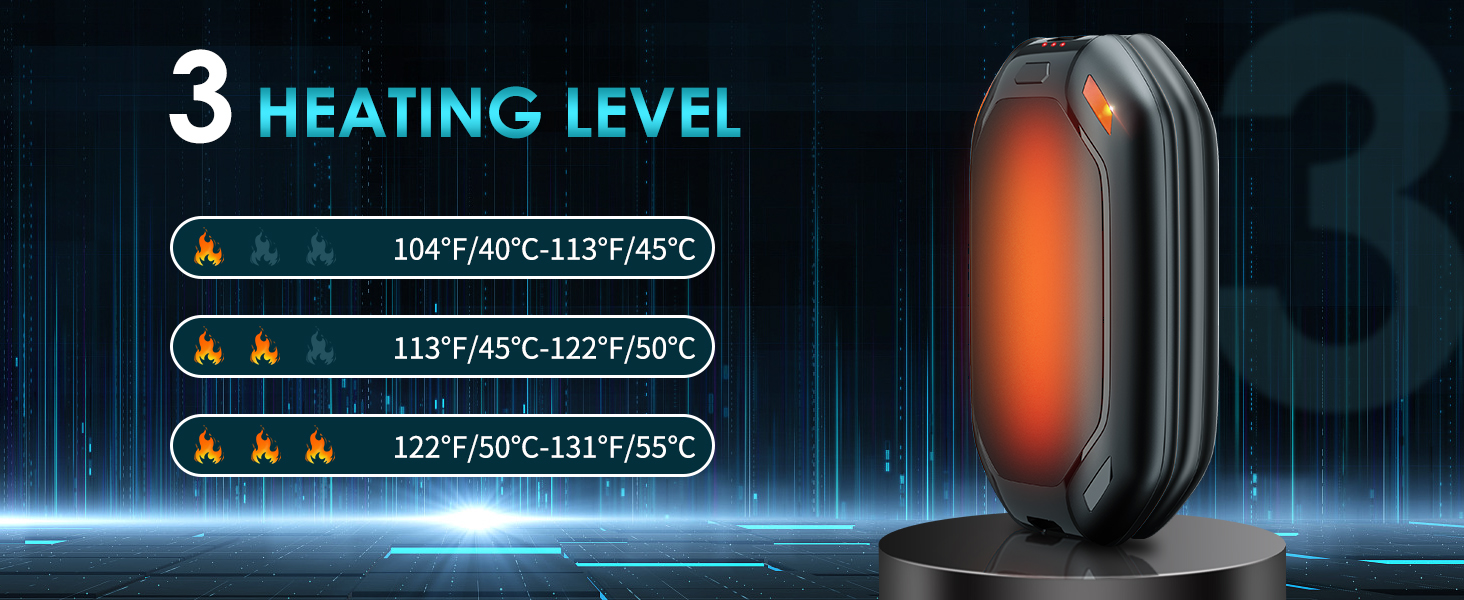 Електричний нагрівач для рук, 2 шт. Перезаряджуваний магнітний кишеньковий нагрівач, ультралегкий та тонкий з великою ємністю 6000 mAh, 3 режими нагріву для чоловіків та жінок, для активного відпочинку, гольфу, кемпінгу, чорний 1