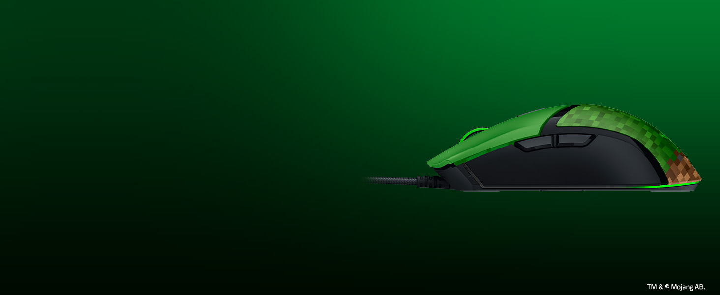 Ігрова миша Razer Cobra Minecraft: легка дротова миша з RGB-підсвіткою Chroma, оптичними перемикачами 3-го покоління, вага 57 г, чорна