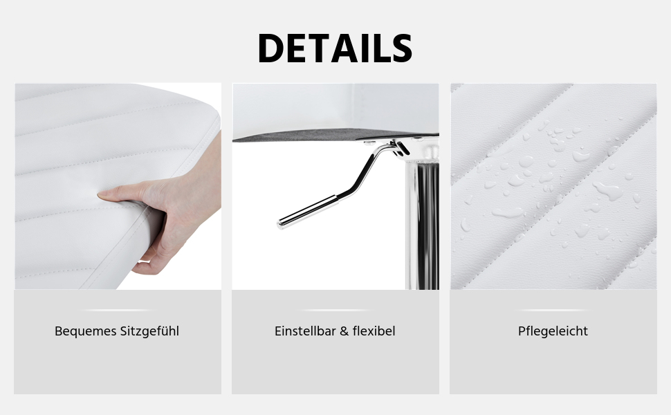 Барні стільці Yaheetech 2 шт. регульовані по висоті, обертаються, 62,5-84,5 см, 136 кг, з штучної шкіри та сталевим каркасом, для кухні/бару, білий (без підлокітників)