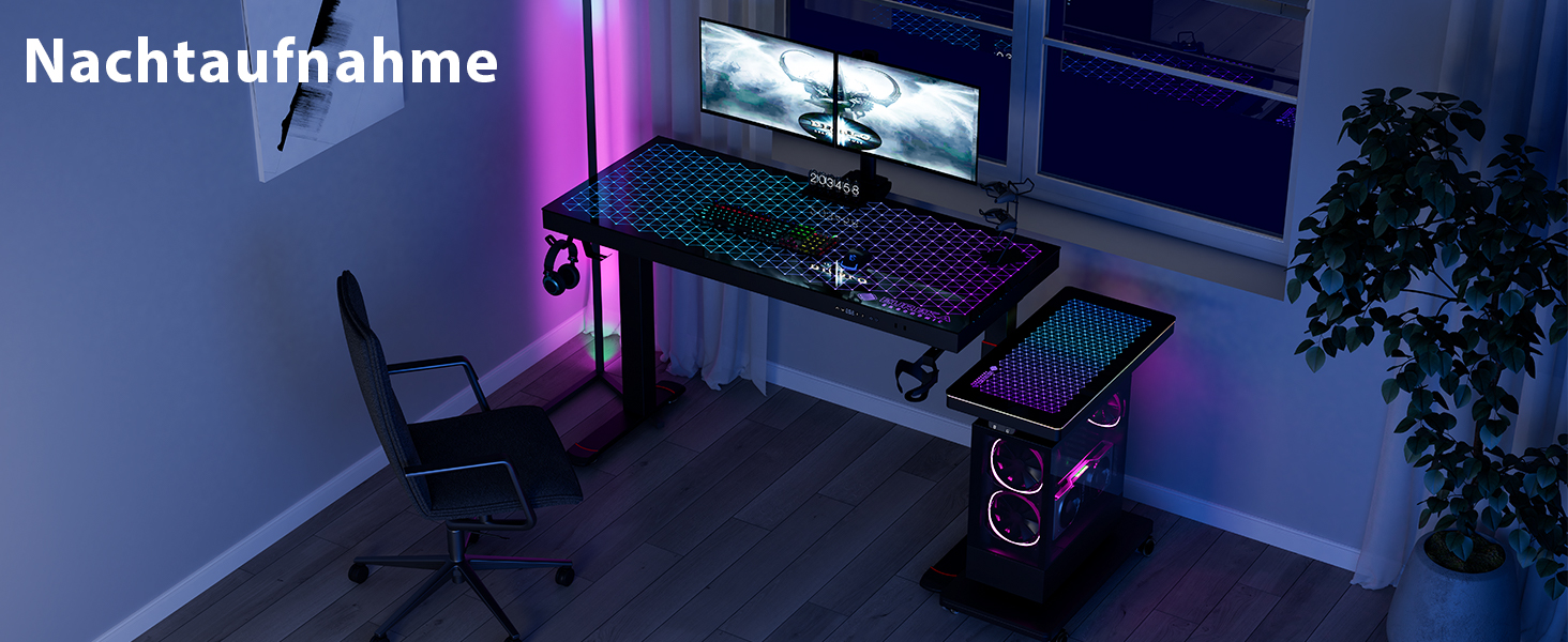 Підставка для комп'ютера EUREKA ERGONOMIC з регулюванням висоти, ATX корпус, тримач CPU, органайзер під стіл, з LED підсвіткою