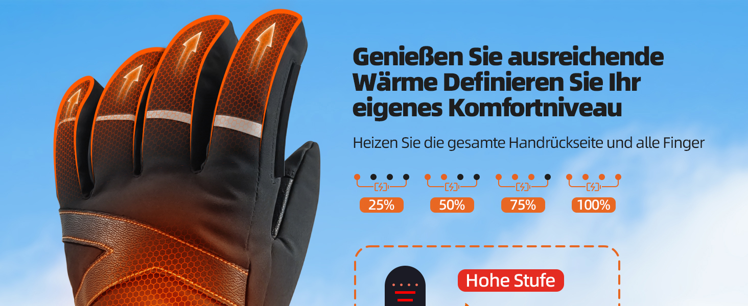 EBOSSOM Зимові рукавички для чоловіків та жінок, 7.4V водонепроникні теплі рукавички з підтримкою сенсорного екрану, вітрозахисні велосипедні рукавички для катання на лижах, піших прогулянок, їзди на мотоциклі та відпочинку