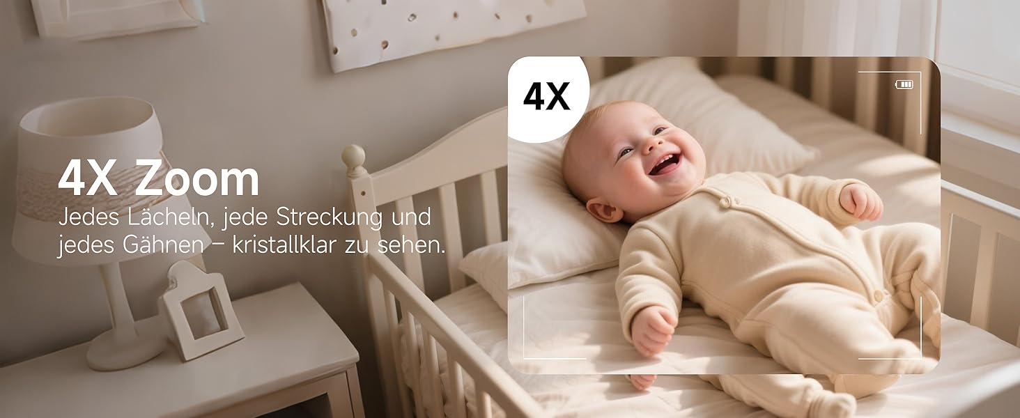 Відеоняня з камерою 1080P без Wi-Fi: монітор, тримач, кліпса для ліжечка, двосторонній звук, датчик температури, виявлення плачу, нічне бачення, 8 колискових, запис фото/відео, SD-карта в комплекті (біла)