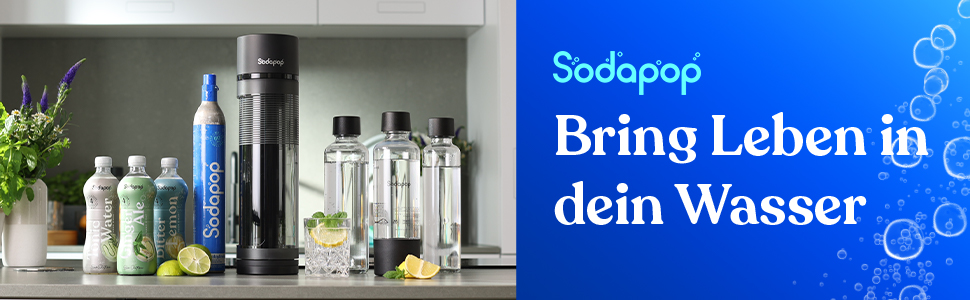 Сифон для газування води Sodapop Logan Starterset з CO₂-циліндром та 3 скляними пляшками, матовий чорний, 42.6 см