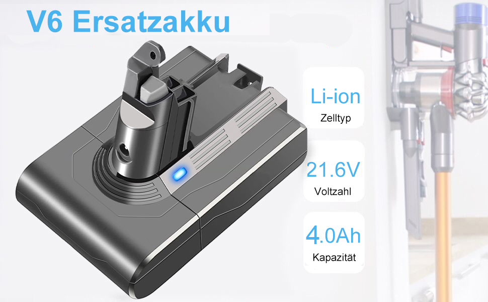 Змінна батарея DTK для акумулятора Dyson V6 SV04 DC58-DC74, 21,6 В 4000 мАг для різних моделей