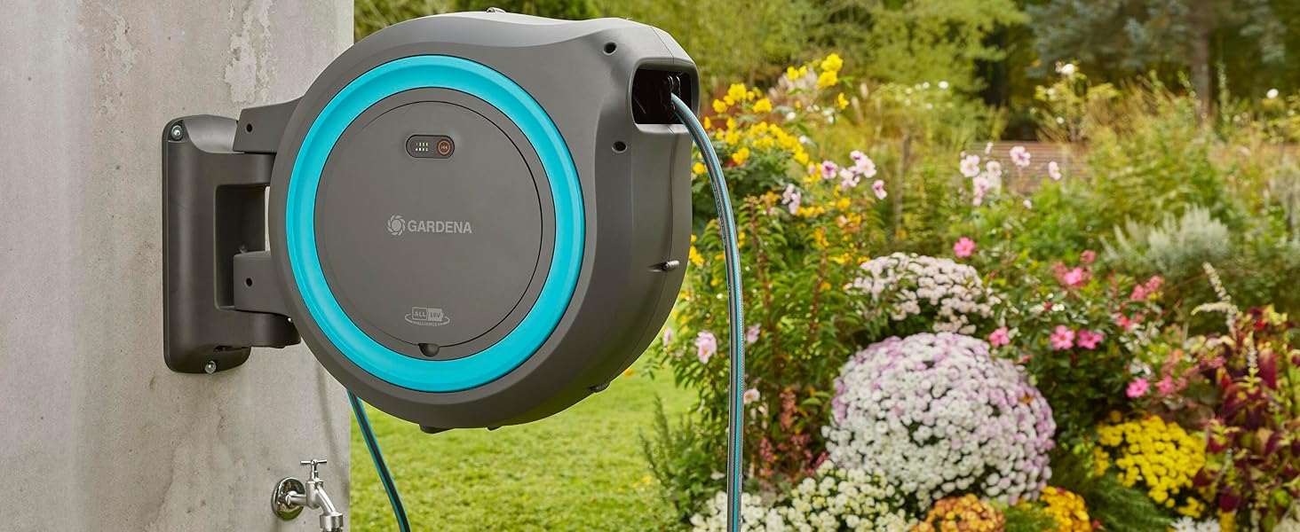 Gardena PowerRoll XXL Solo: Автоматичний шланг-намотувач 40м з акумулятором, бірюзовий (18645-55)