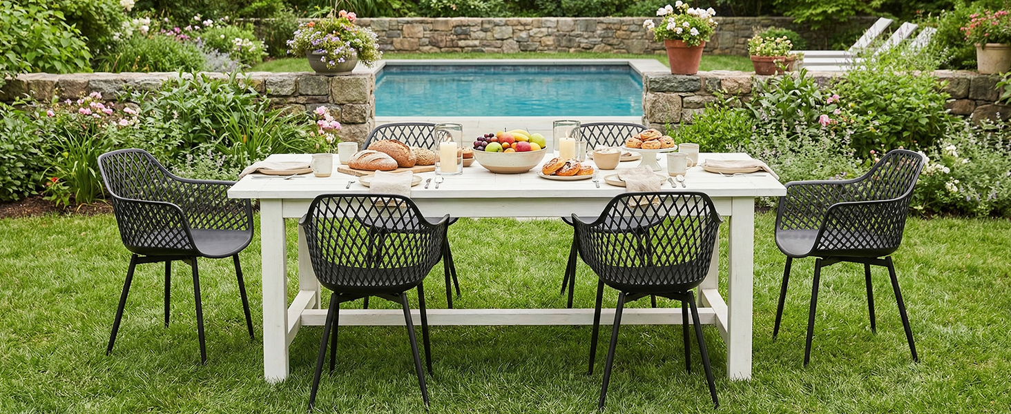 Набір садових стільців для відпочинку на терасі та балконі, чорний (8 шт.)