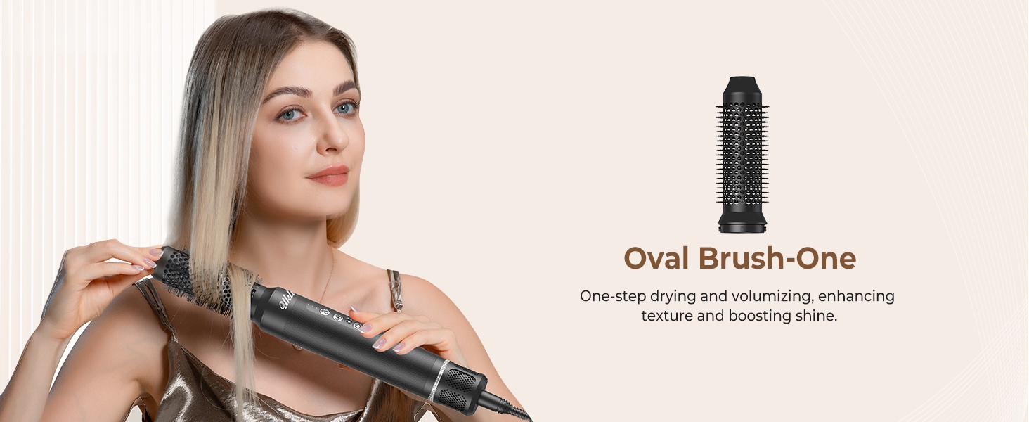 Hairstyler UKLISS Pro 7-в-1 з іонізацією: фен-щітка, кругла щітка, аеробраш для створення локонів (Чорний)