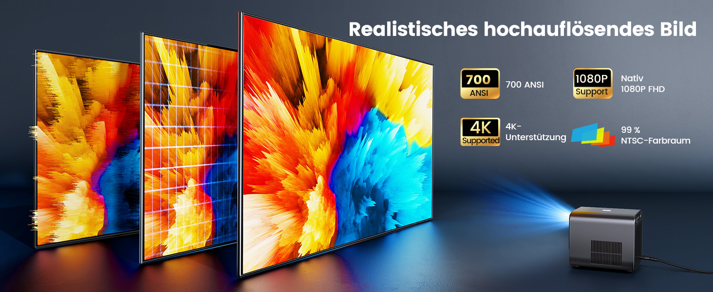 Beamer 4K з автофокусом та корекцією трапеції: проєктор для домашнього кінотеатру та перегляду з телефону (1080p, WiFi6, Bluetooth, Dolby Audio)