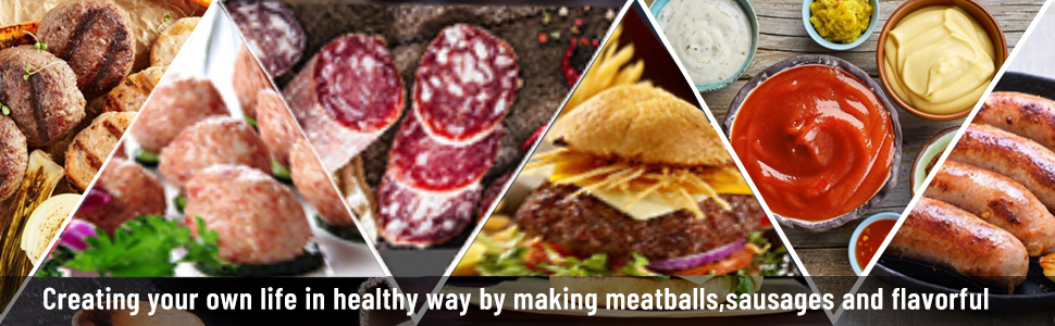 Електрична м'ясоподрібнювач з нержавіючої сталі, 2000W, з набором дисків та насадок для ковбас, чорний