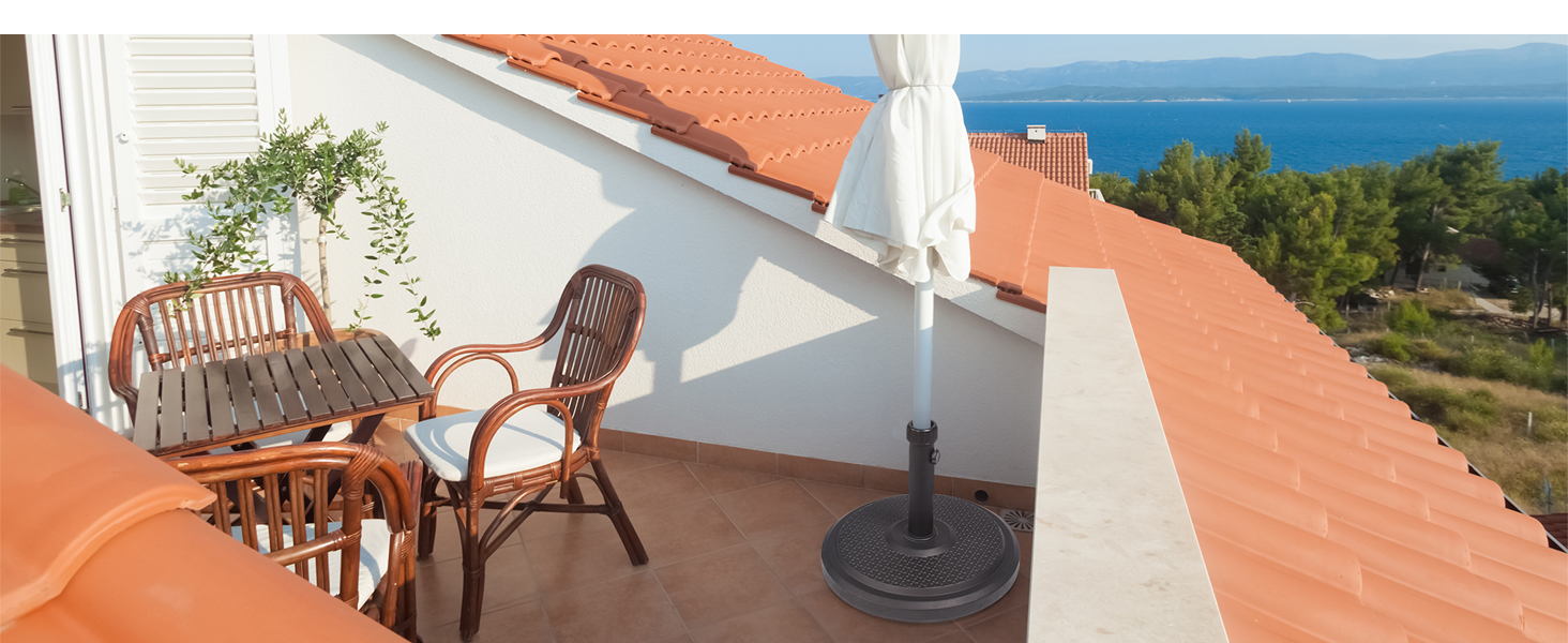 Підставка для парасольки Paramondo, кругла, срібна, з полімерного бетону, для масту діаметром до 50 мм, з адаптерними гільзами