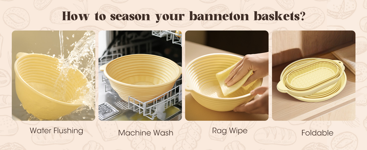 Набір для закваски з силікону MQFORU: 30 шт. Заквасочні корзини (28см круглі, 29см овальні), скляна тара 730мл, щітка, скребок. Для випікання хліба.