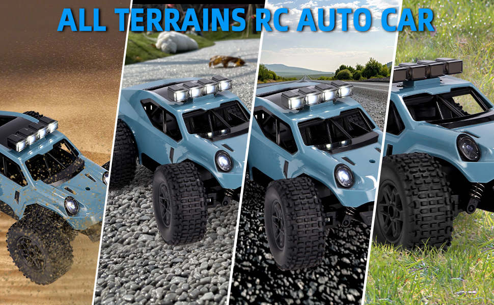 Радіокерований позашляховик Monstertruck 1:20 2.4GHz з фарами, 3 акумулятори (70 хв роботи) - іграшка для дітей та дорослих