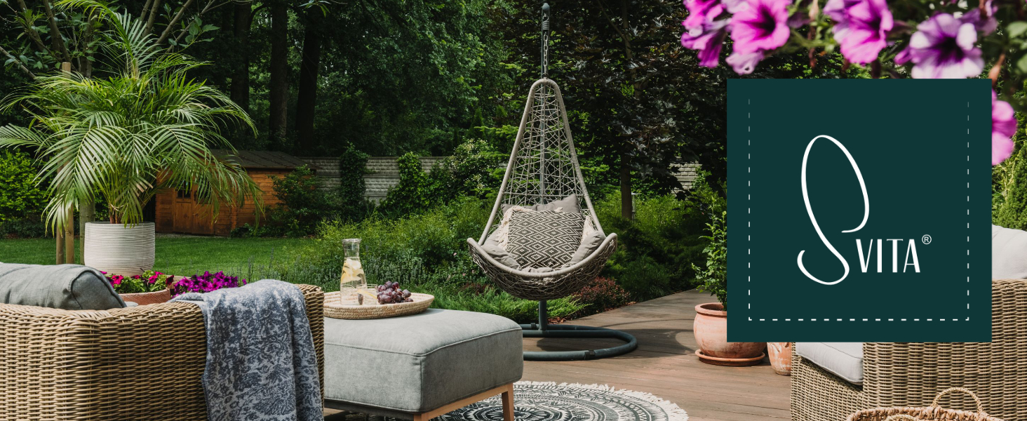 SVITA Roma: Комплект садово-розплічної групи з ротангу для відпочинку та обіду (софа, крісло, стіл), чорний колір