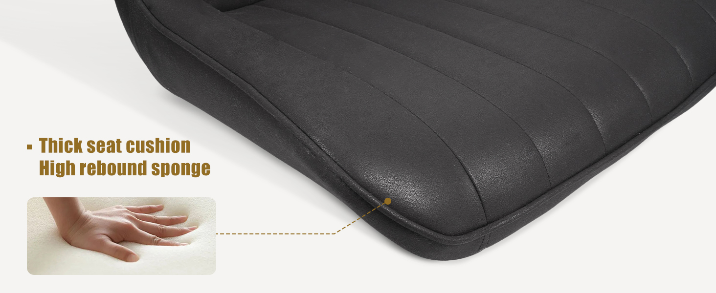 Набір обідніх стільців 2 шт. | М'які стільці з подушкою сидіння 10 см • Чорний стілець для обідньої зони • Стільці для кухні з підлокітниками • Сучасні крісла • Металеві ніжки • FU01043BL-2, Чорний