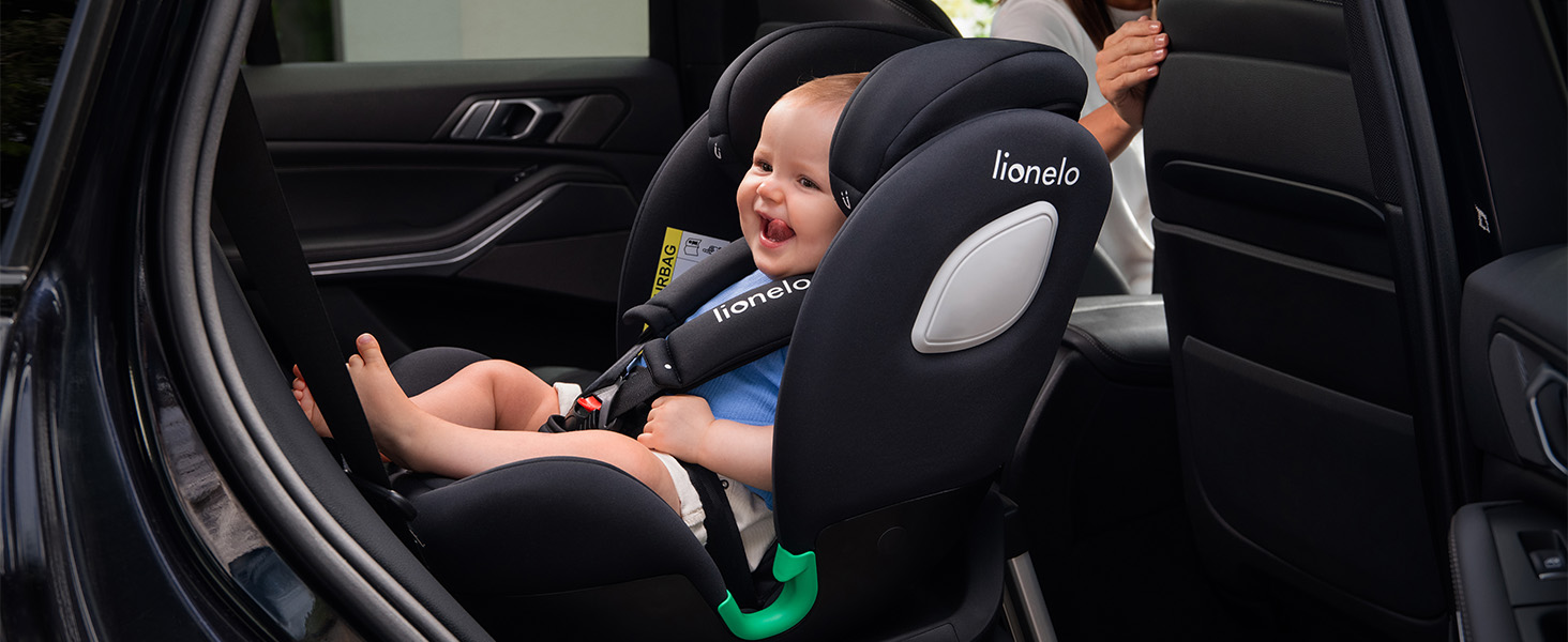 Дитяче автокрісло Lionelo Isofix і опорна нога або автомобільні ремені Дитяче автокрісло 0-36 кг Рух заднім ходом і вперед Бічний захист, що обертається на 360 градусів (чорний, BRAAM I-SIZE)