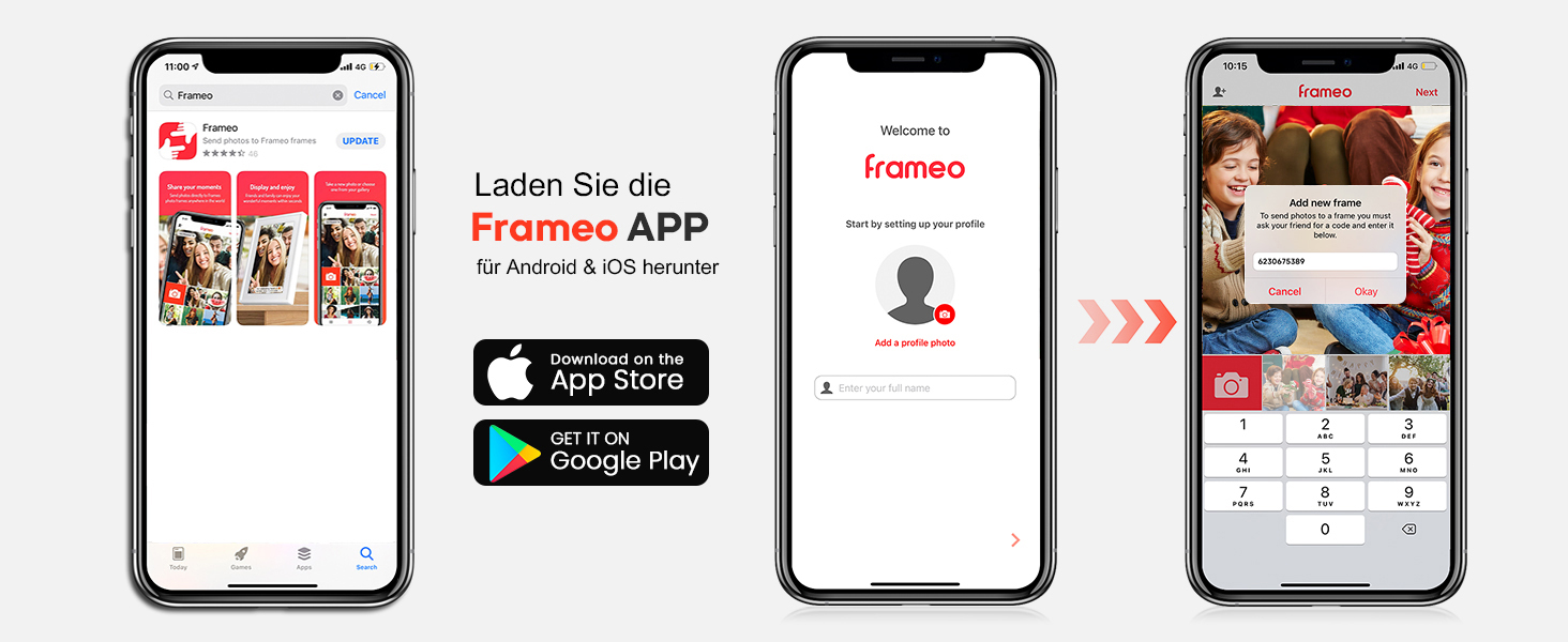 Цифровий фоторамка FRAMEO WLAN 32GB: 10.1 дюймовий Smart Cloud-фоторамка з IPS LCD сенсорним екраном та автоматичним поворотом