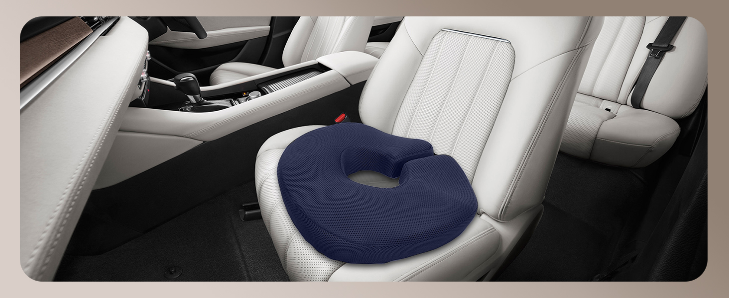 Ортопедична подушка-кільце Feagar: ергономічний сидіння-пончик для копчика, геморой та ішіасу, посилена (90-140 кг), темно-синя