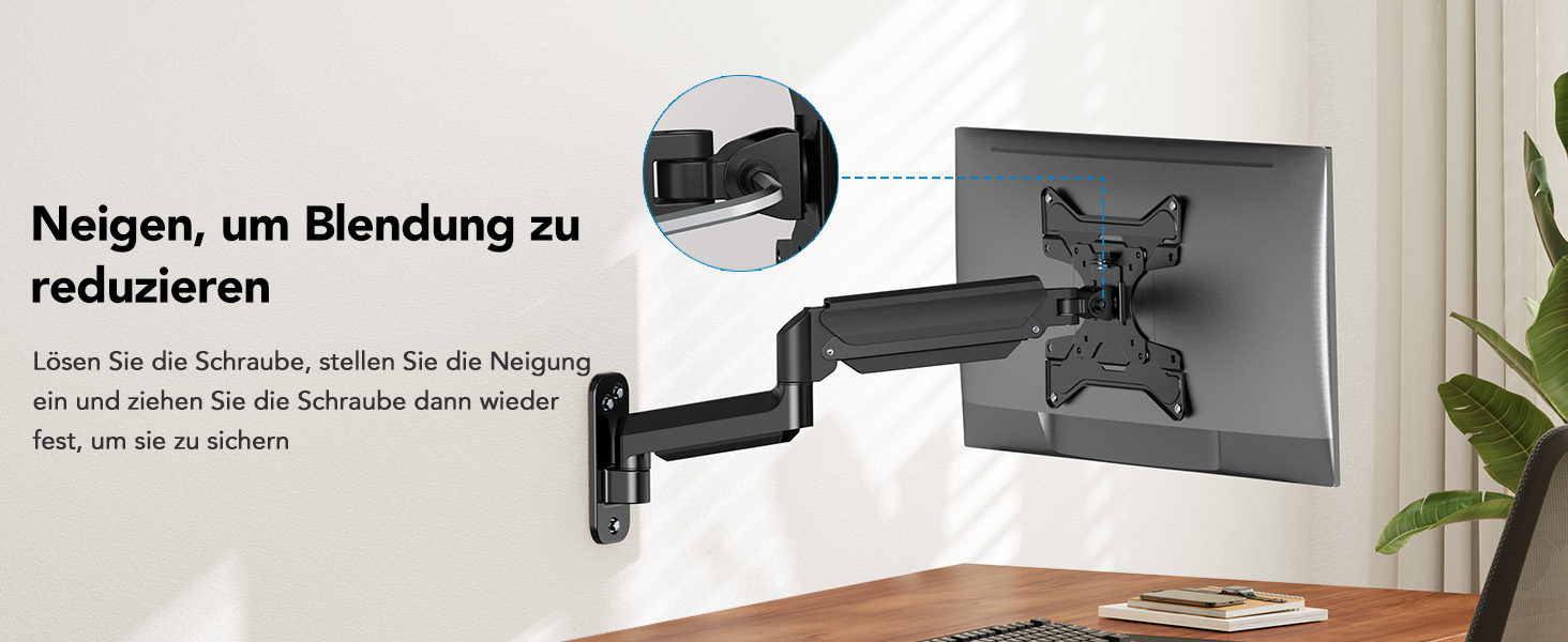 Кріплення для монітора HUANUO, 17-35 дюймів, LED/LCD/TV, VESA 75/100/200mm, регульоване, поворотне, з газовою пружиною