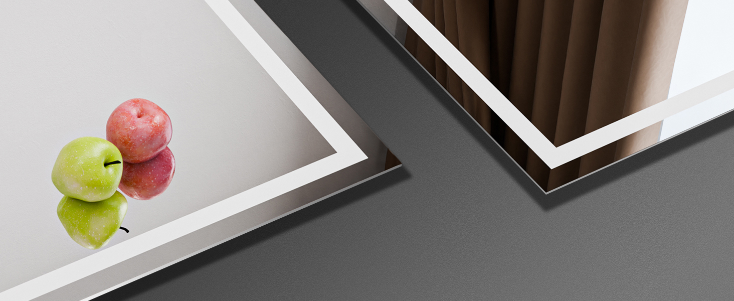 Дзеркало для ванної кімнати Habison з підсвічуванням LED, 50x70 см, сенсорне керування, димування, 3 колірні температури, функція пам'яті, проти запотівання, Bluetooth, матова центральна частина