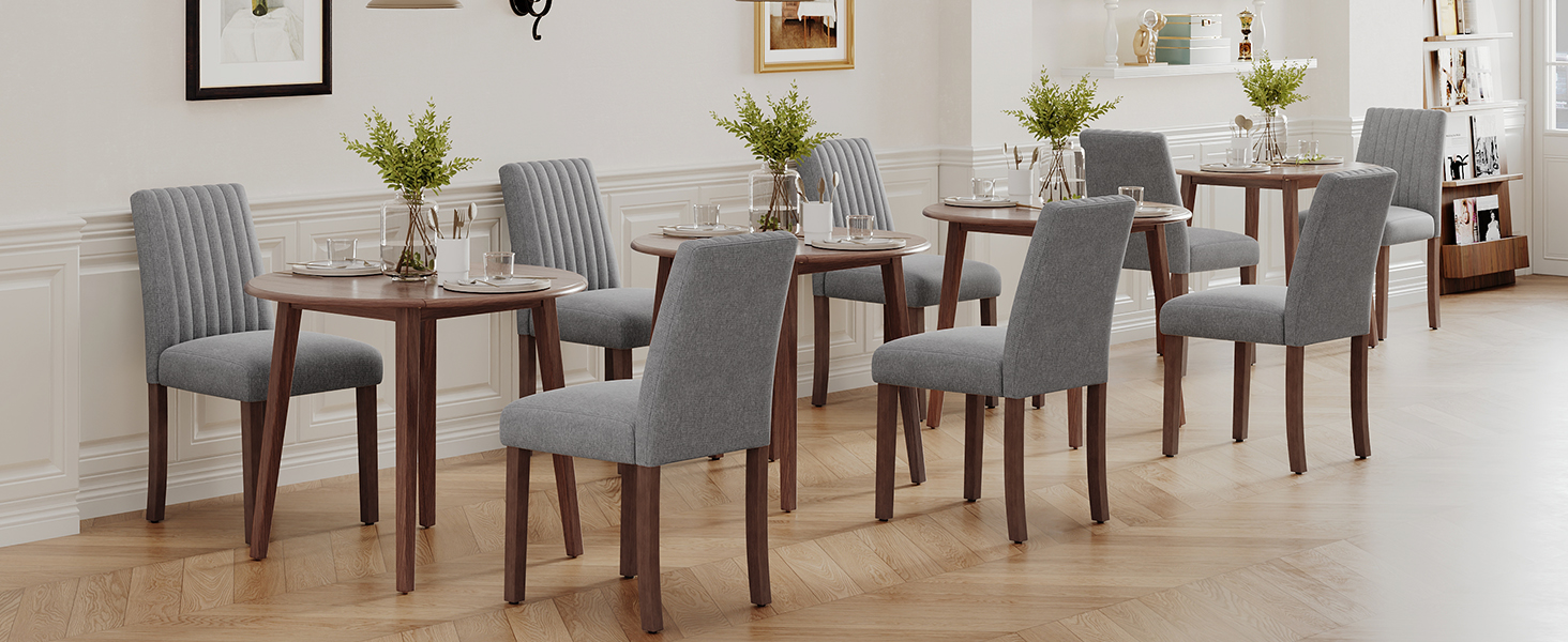 COLAMY Комплект з 2 обідніх стільців, м'який дизайн, спинка, для кухні, ресторану, сірий колір