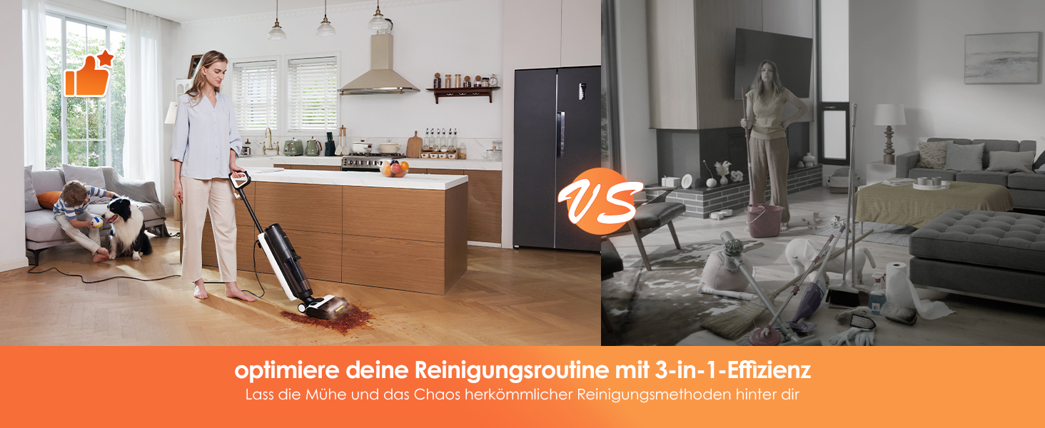 Tineco Floor ONE iFloor 5 Steam: Пилосос 2-в-1 для вологого та сухого прибирання з гарячим повітрям, 20 кПа, 40 хв роботи